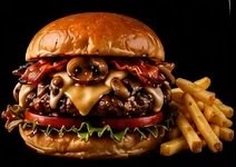 Hamburguesa La Barra con papas fritas